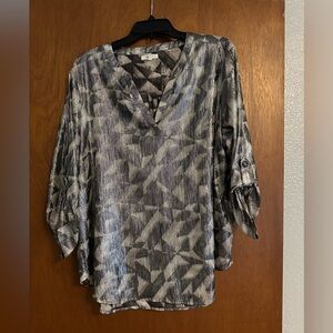 Maurices Black and Gray Geometric Blouse